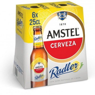 Cerveza Amstel Radler con limón pack de 6 botellas de 25 cl.