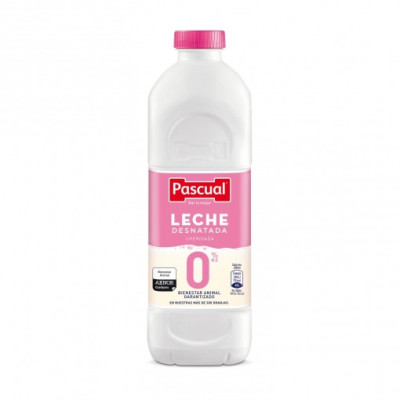 Leche desnatada 0% MG Pascual botella 1,2 l.