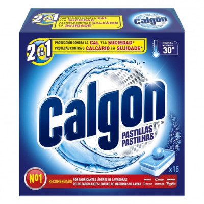 Antical para lavadoras 2 en 1 en pastillas Calgon 15 ud.