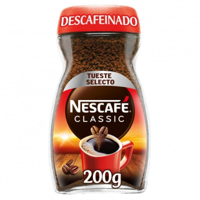 Café soluble natural descafeinado Nescafé 200 g.