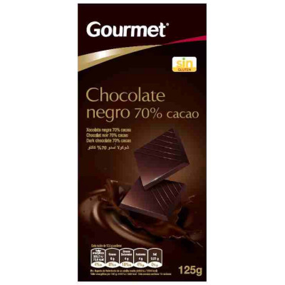 Chocolate Negro 70% Cacao Gourmet 125gr