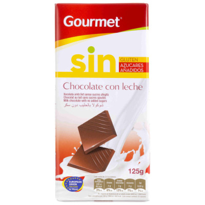 Chocolate Sin Azúcar con Leche Gourmet 125g