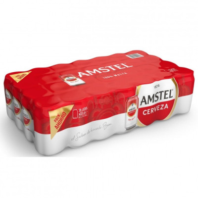 Cerveza Amstel 100% malta pack de 24 latas de 33 cl.