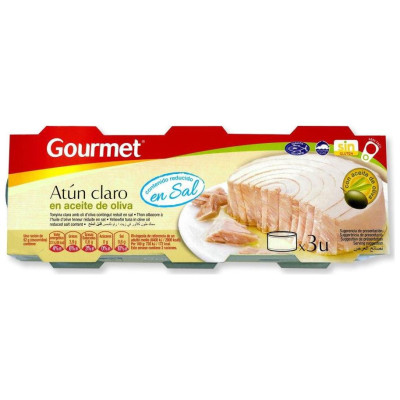 Atún Claro en Aceite de Oliva Bajo en Sal Gourmet (Pack 3 x 52gr)